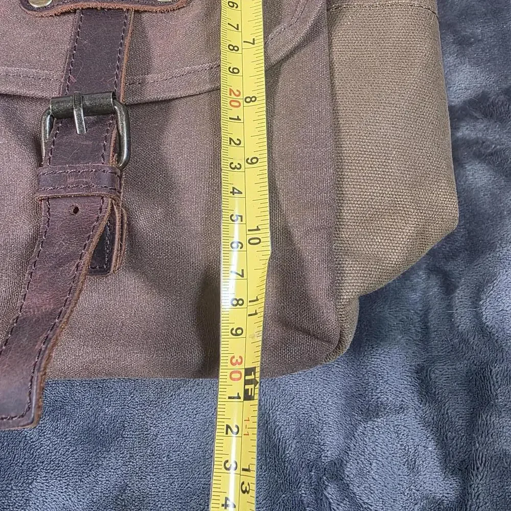 NEWHEY Messenger Bag Leather Canvas Laptop Retro Professional Shoulder Strap